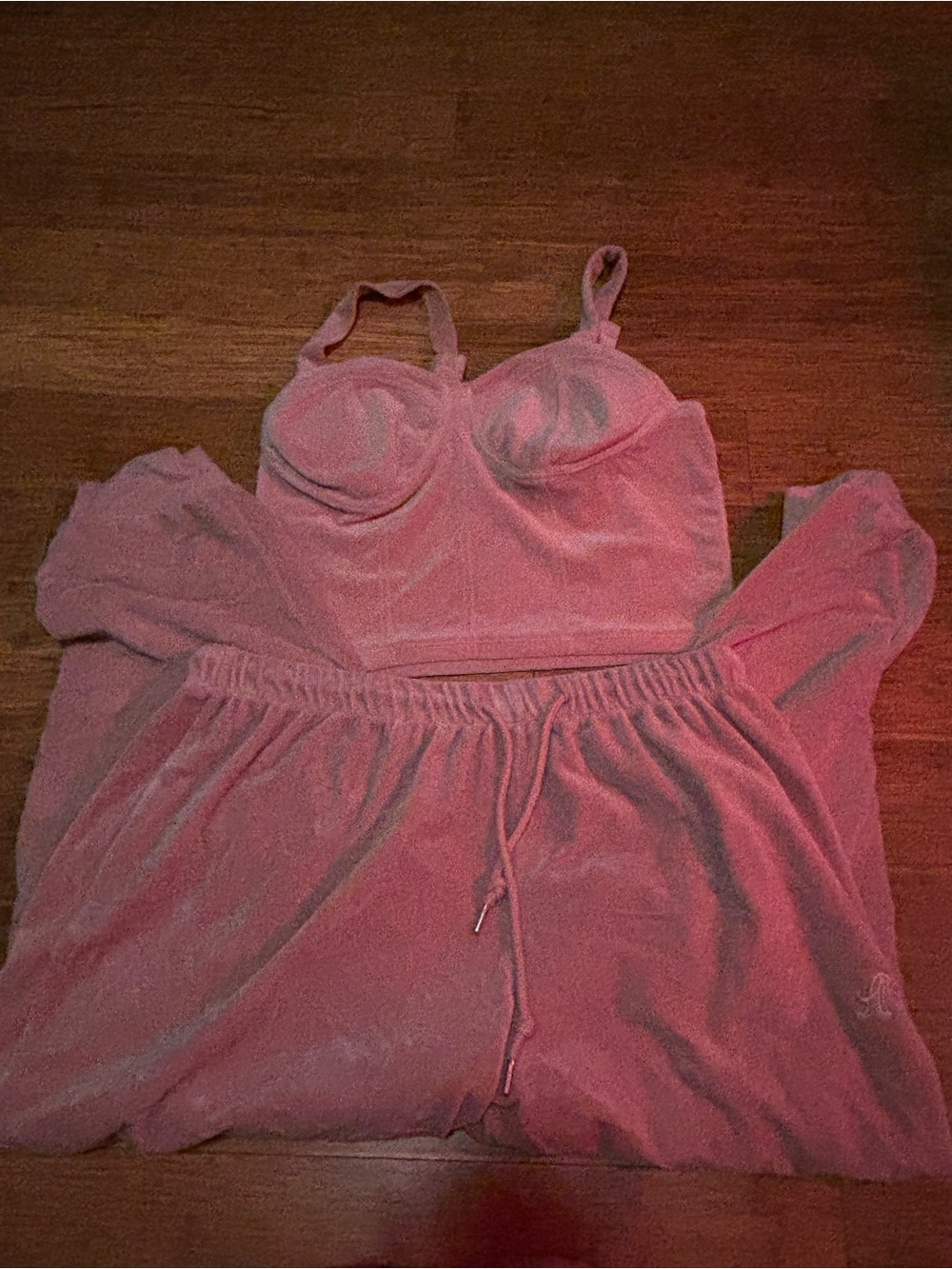 No Boundaries Pink Bustier Top & Drawstring Pajama Pants Set